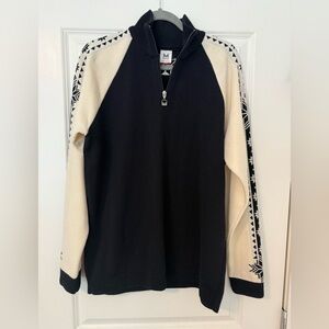 Dale of Norway Black and White Patterned Zip-Up Sweater